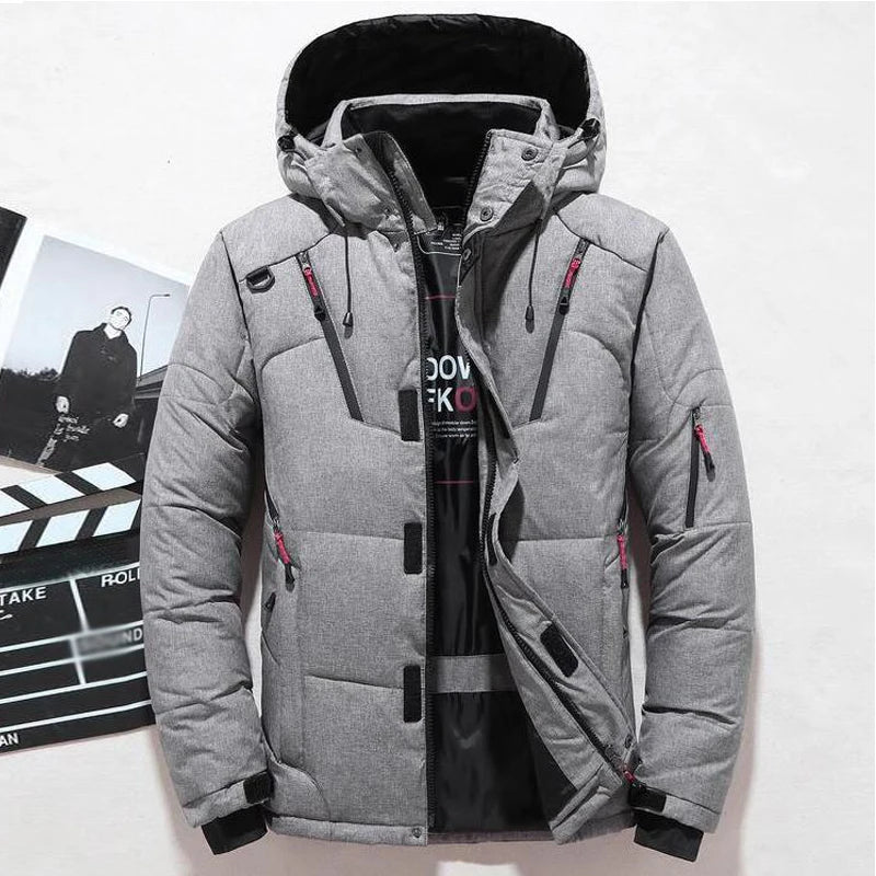 New Winter Jacket Men Casual White Duck Down Warm Hooded Coats Mens Outwear Windbreaker Thicken Parkas 4XL abrigo hombre casaco