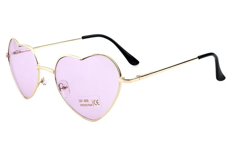 Ladies Heart Shaped Sunglasses metal Women Brand Designer Fashion Rimless LOVE Clear Ocean Lenses Sun Glasses Oculos UV400