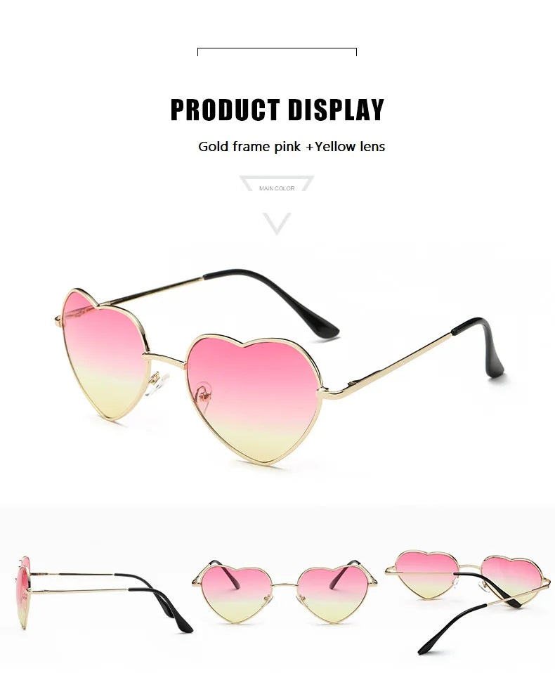 Ladies Heart Shaped Sunglasses metal Women Brand Designer Fashion Rimless LOVE Clear Ocean Lenses Sun Glasses Oculos UV400