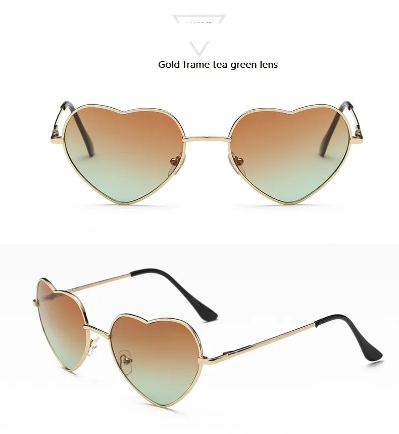 Ladies Heart Shaped Sunglasses metal Women Brand Designer Fashion Rimless LOVE Clear Ocean Lenses Sun Glasses Oculos UV400