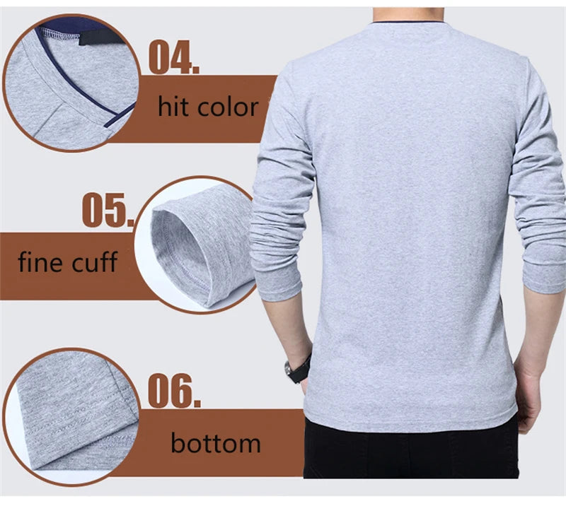 BROWON 2024 Fashion Men T-shirt Slim Fit Custom T-shirt Crease Design Long Stylish Luxury V Neck Fitness T-shirt Tee Shirt Homme