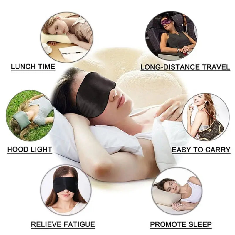 100% Pure Silk Sleep Eye Mask Both Sides Fashion Silk Eye Cover Shade Soft Blindfold Travel Relax Aid Multicolor