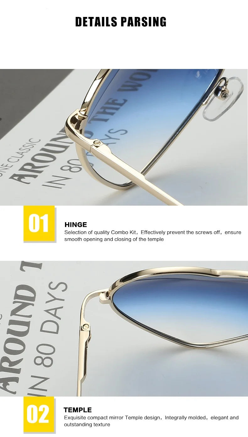 Ladies Heart Shaped Sunglasses metal Women Brand Designer Fashion Rimless LOVE Clear Ocean Lenses Sun Glasses Oculos UV400