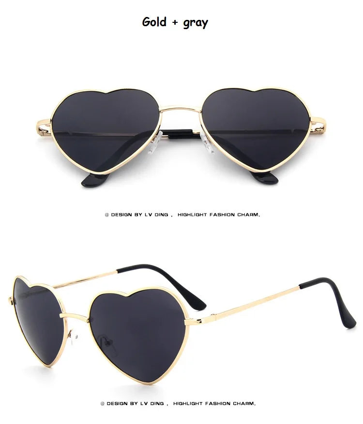 Ladies Heart Shaped Sunglasses metal Women Brand Designer Fashion Rimless LOVE Clear Ocean Lenses Sun Glasses Oculos UV400