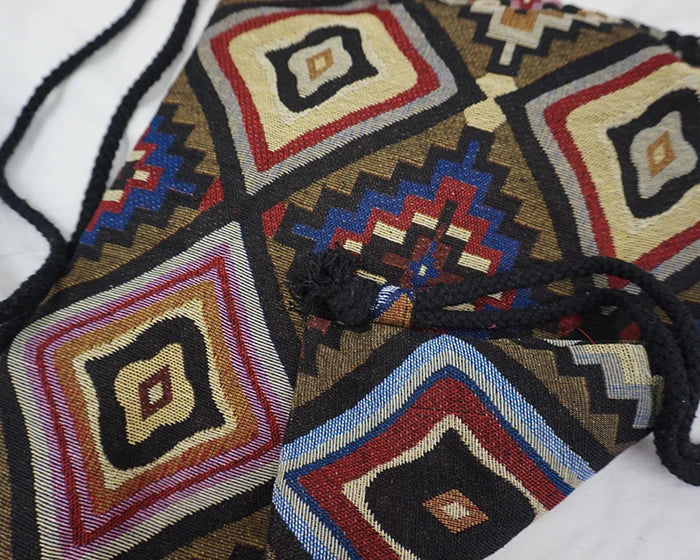 2024 Women Fabric Backpack Female Gypsy Bohemian Boho Chic Aztec Ibiza Tribal Ethnic Cottage Soft Brown Drawstring Rucksack Bags