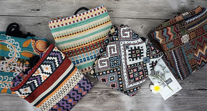 2024 Women Fabric Backpack Female Gypsy Bohemian Boho Chic Aztec Ibiza Tribal Ethnic Cottage Soft Brown Drawstring Rucksack Bags