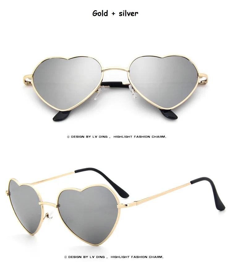 Ladies Heart Shaped Sunglasses metal Women Brand Designer Fashion Rimless LOVE Clear Ocean Lenses Sun Glasses Oculos UV400